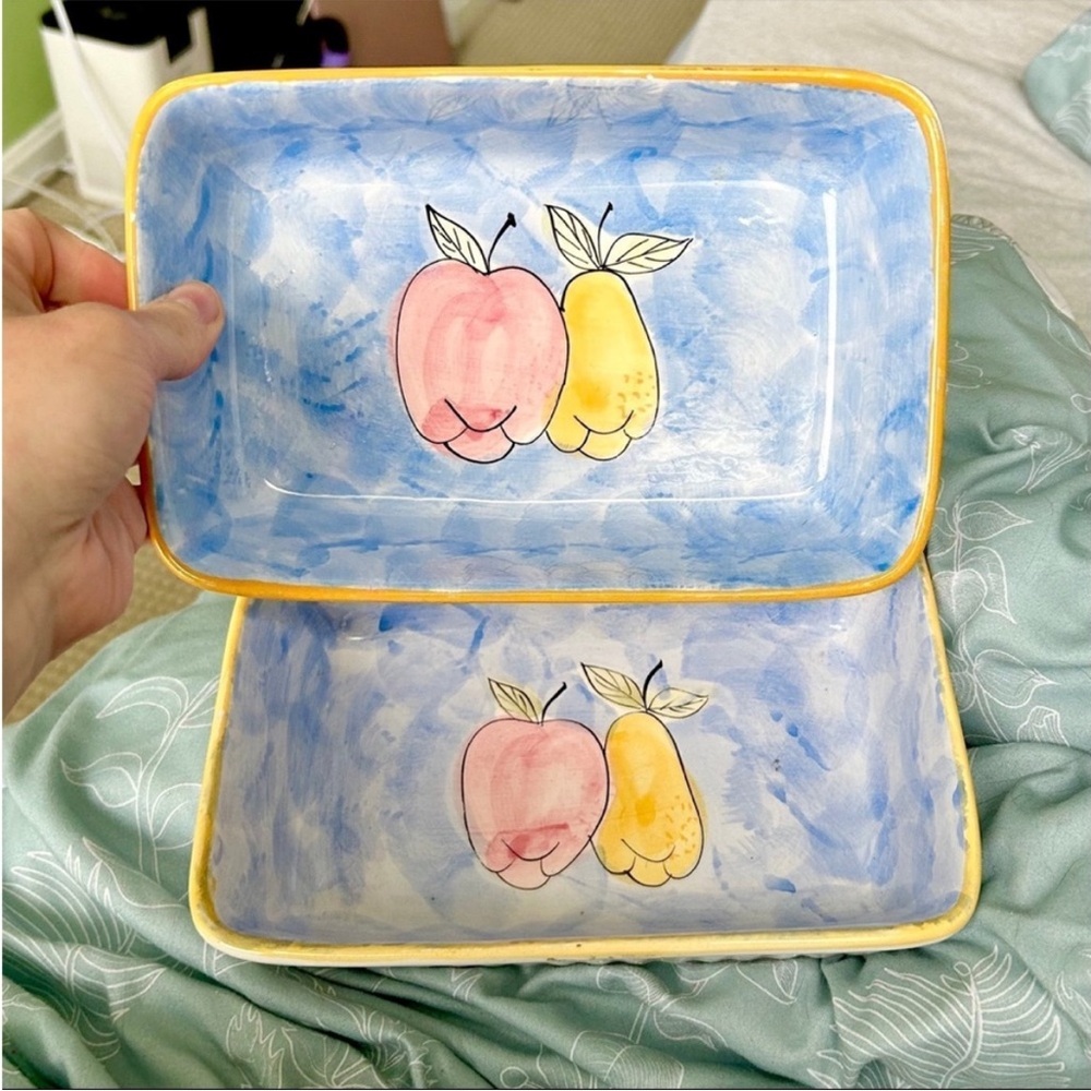 Vintage Farmhouse Fruit Apple Pear Loaf Pan Set of 2 Bakeware Kitchenware - Picture 12 of 12